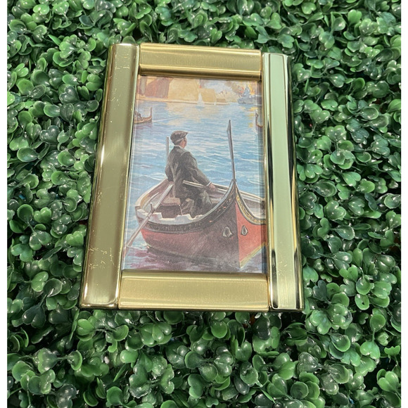 Gold Monochrome Picture Frame Two Tone Holds 3.5x5 Picture Console Table Decor - Picture 5 of 9